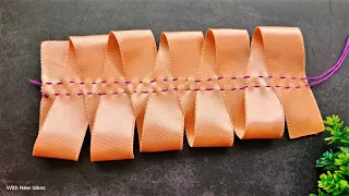 It's  Really Beautiful🌹❤ Amazing Ribbon Flower Trick -Easy Making with Thread And Needle