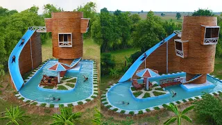 100 Days We Build Beautiful 4-Story Bamboo Resort,Swimming Pool, Water Slide And Bamboo Umbrella