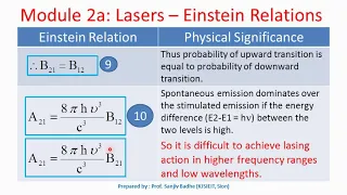 Einstein relations (spontaneous emission dominates stimulated emission if E2 much larger than E1)