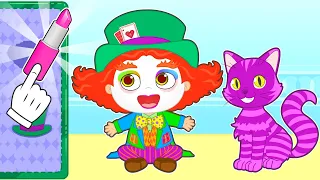 BABY ALEX and KIRA dress up as the Mad Hatter and Cheshire 🎩🐱 Cartoons for kids