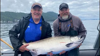 The Landing of a Record 62 pound Alaskan King Salmon -- Area Fisherman Tells Truth.