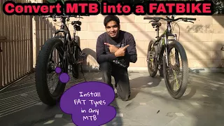 How To Convert any MTB into Fatbike | just 1200rs only | Install Fat Tyres in bicycle | Plus Bike