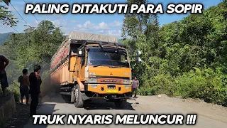 Most Feared by Drivers!!! The truck almost rolled down the incline of Batu Jomba