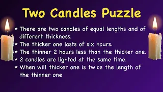 Two Candles Riddle || Infosys Interview Puzzles