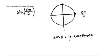 Trigonometry - Find the exact value without a calculator. sin(11pi/2)