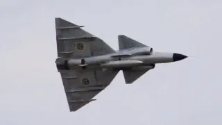 AJS 37 Viggen of the Swedish Air Force. A historic flight. Combat aircraft