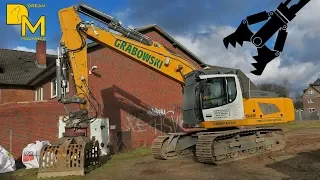 House Demolition with modern hydraulic excavator! LIEBHERR 926 tearing down old house #1