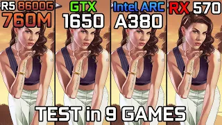 Ryzen 5 8600G vs GTX 1650 vs Intel Arc A380 vs RX 570 - Test in 9 Games