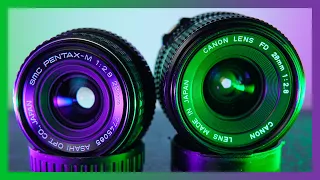 Asahi Pentax-M VS Canon FD 28mm f2.8 vintage lens comparison