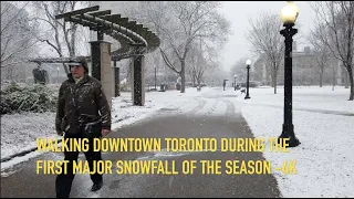 DOWNTOWN TORONTO SNOWFALL WALK - The 1st Major Snow Event Of The Season On November 22, 2020 - 4K