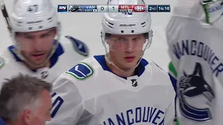 Elias Pettersson Injures Knee after Getting Tangled with Kotkaniemi Jan  3, 2019 SNP 720p 60fps H264