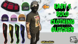 TOP 5 BEST *SOLO* EASY CLOTHING GLITCHES ALL IN 1 VIDEO - GTA 5 ONLINE