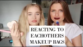 REACTING TO EACHOTHERS MAKEUP BAGS! Grace and Grace