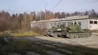 Одновременный холостой выстрел Т-55А и Т-34-85