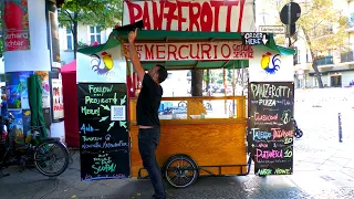 Italian bakes Fried Pizza on Bicycle Trailer | Panzerotti | Street Food Berlin Germany