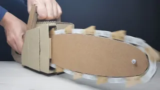 How to make Chainsaw from Cardboard - DIY Cutting Machine