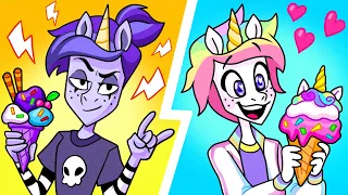 Dark Unicorn vs Rainbow Unicorn || First Day of School Relatable Situations by Teen-Z