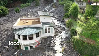 Laglio, le immagini dal drone: la colata di fango e sassi