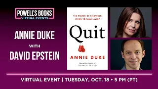 Annie Duke presents Quit in conversation with David Epstein