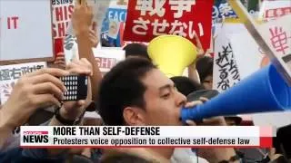 Japanese citizens protest defense legislation change   일본시민 안보법 반대 대규모 집회