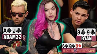 TOP 5 HANDS From Celebrity Poker Game - Ryan Garcia, Mikki & Adam22