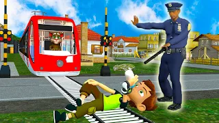 Police Saved Boy from Indian Train - Train simulator railroad crossing - part 2