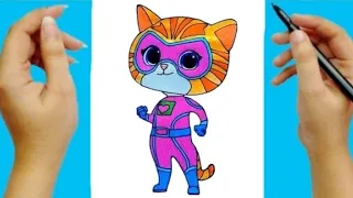 How to draw Ginny from Disney Junior's SUPER KITTIES #disney #drawing