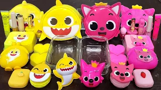 Baby Shark vs Pinkfong Slime Mixing Makeup,Parts, Glitter Into Slime! Satisfying Slime Video ASMR