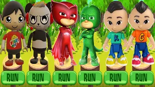 Tag with Ryan Kaji Combo Panda vs PJ Masks Gekko and Owlette vs CKN Boys Car Hero Run Gameplay