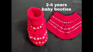 2 - 4 years old baby booties design step by step