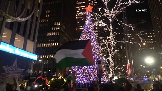 Palestine Protest Rockefeller Christmas Tree NYC 2023