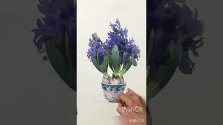 Акварель, гиацинты #watercolor #tiktok #aquarelle #tiktokvideo #painting