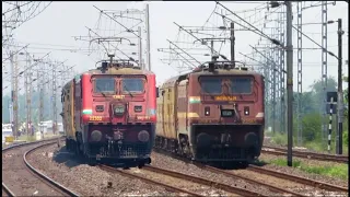 [10 in 1] RED BEAST WAP-4 Locomotive Trains at FULL Speed- Indian Railways