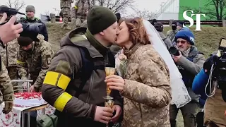 "We must live in the moment" - Ukrainian reservists marry at Kyiv checkpoint [WITH ENG SUBTITLES]