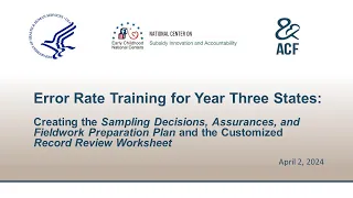 Error Rate Training for Year Three States:  Creating the SDAP and RRW