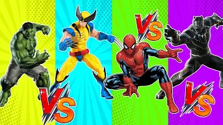 SUPERHERO COLOR DANCE CHALLENGE! SPIDER-MAN VS HULK CARTOON, WOLVERINE VS BLACK PANTHER, IRON MAN #8
