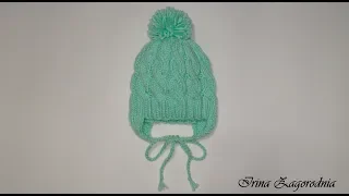 A hat for a newborn baby from 4 to 6 months with ears and ties, for mom