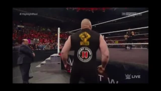 Roman Reigns spear on BROCKLESSNER WWE Monday Night Raw 18 Jan 2016   YouTube   Google Chrome 6 11 2