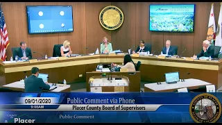 9/1/20 Placer County Board of Supervisors meeting