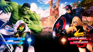 Hulk & Gamora vs Black Cap & Captain Marvel (Very Hard) - Marvel vs Capcom | 4K UHD Gameplay