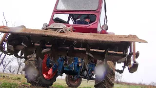 Ground Cutting-Farming day in Romania-Tractor UTB 650-La frezat ogorul pe lapoviță