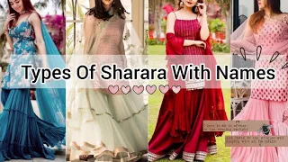 Types of sharara with name/Diff. between sharara & gharara/Types of sharara suit/Sharara suit name