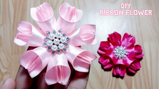 DIY Satin Ribbon Flowers/How To Make Flower From Satin Ribbon Easy/craft and ribbon art/Tina Flower