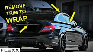 Easily Remove Mercedes C-Class Window Trim and Trunk Trim to vinyl wrap black