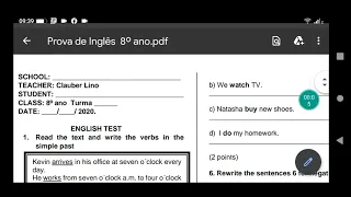 Orientações para a prova de Inglês 8° ano