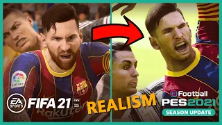 🔥 FIFA 21 vs PES 2021 - 4K REALISM COMPARISON (Broadcast Camera, Gameplay, Animations & Faces)