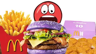 ASMR BTS MEAL PURPLE BURGER, MCDONALS NUGGETS EATING with RED BALL 4 MUKBANG ANIMATION #Shorts