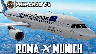 PREPAR3D V5.1 // PROCEDIMIENTOS ONE ENGINE TAXI ROMA - MUNICH A320 LUFTHANSA //