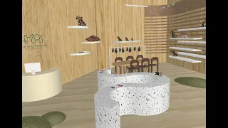 3D store layout of pet fashion and lifestyle brand: momo hooray