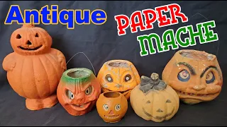 Vintage Halloween Decorations - Antique Paper Mache Pumpkins